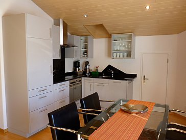 Ferienwohnung in Saas-Almagell - Rubin Bellevue; Ess- und Wohnraum