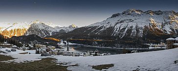Ferienwohnung in St. Moritz - Panoramausblick über den See und die Berge
