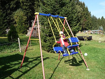 Ferienwohnung in Morgenröthe-Rautenkranz - Gondelschaukel hinter dem Ferienhaus