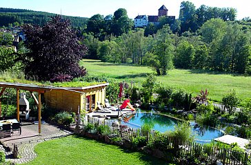 Ferienwohnung in Rieneck - Der Garten mit Schwimmteich