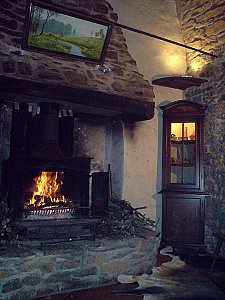 Ferienhaus in Gorges du Tarn - Gewölbtes Wohnzimmer mit Kamin