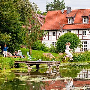 Ferienwohnung in Frankenau - Sprung in den Teich