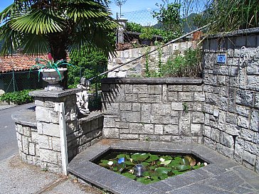 Ferienhaus in Bissone - Garten mit Teich