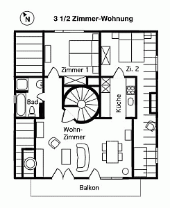 Ferienwohnung Grundrissplan 1