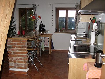 Ferienwohnung in Großsteinbach - Blick von der Küche auf den Balkon