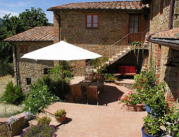 Ferienwohnung in Moncioni-Montevarchi - Panoramaterrasse mit Blick auf den Pool + Arnotal