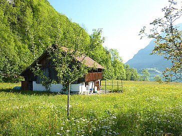 Ferienhaus in Lungern - Frühling hinter dem Haus