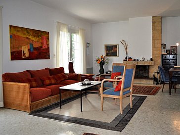 Ferienhaus in Labenne Océan - Wohnzimmer mit offenem Kamin