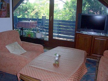Ferienwohnung in Hagenburg - Wohnzimmer mit Loggia im Dachgeschoss