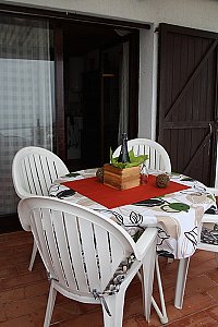 Ferienhaus in Roses - Terrasse mit Meerblick