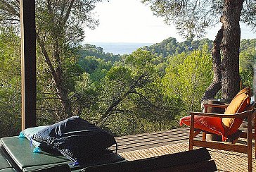 Ferienhaus in San José-Porroig - Terrasse mit Meerblick