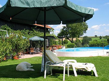 Ferienhaus in Hebertsfelden - Pool mit Sonnenliegen