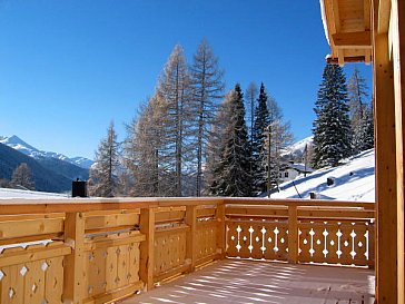 Ferienhaus in Davos - Balkon Richtung Süden Rinerhorn