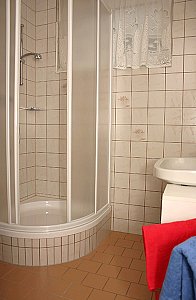 Ferienwohnung in Wien - Badezimmer mit Dusche und einem Waschbecken