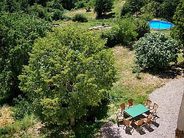 Ferienhaus in Sonnac sur l'Hers - Sicht auf Terrasse von oben