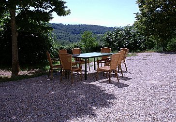 Ferienhaus in Sonnac sur l'Hers - Terrasse mit Aussicht zu den Bergen