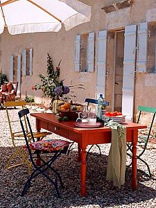 Ferienhaus in Petit Bersac - Frühstück auf der Terrasse