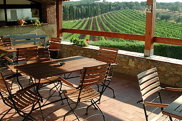 Ferienwohnung in Massa Marittima - Terrasse mit Blick auf die Weinreben
