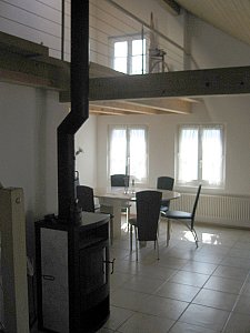 Ferienwohnung in Brienz - Cheminéeofen im Wohnzimmer