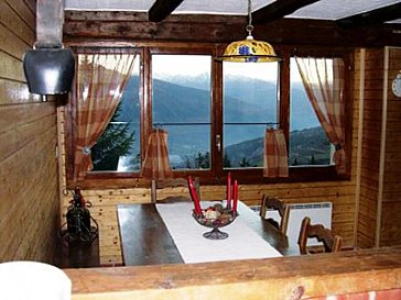 Ferienhaus in Crans Montana-Aminona - Esstisch mit fantastischer Aussicht