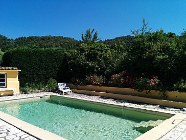 Ferienhaus in Vaison-la-Romaine - Pool mit Rosen
