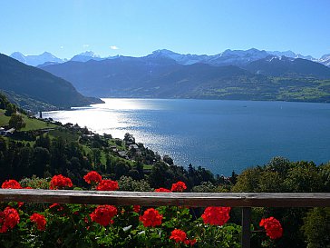 Ferienwohnung in Aeschlen ob Gunten - Aussicht über den Thunersee