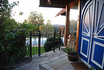 Ferienhaus in St. Stefan ob Stainz - Eingang mit Blick auf´s Pool